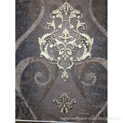 Waterproof New Classic PVC Embossed Damask Vinyl Wallpaper